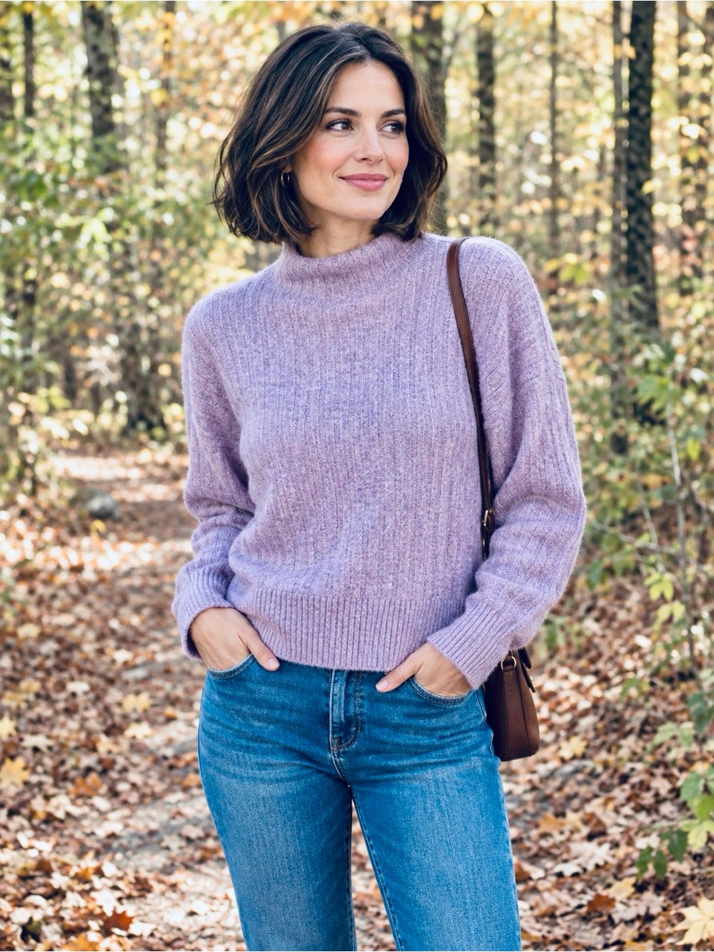 LOFT Lavender Ribbed Mock Neck Sweater - Sz Large!